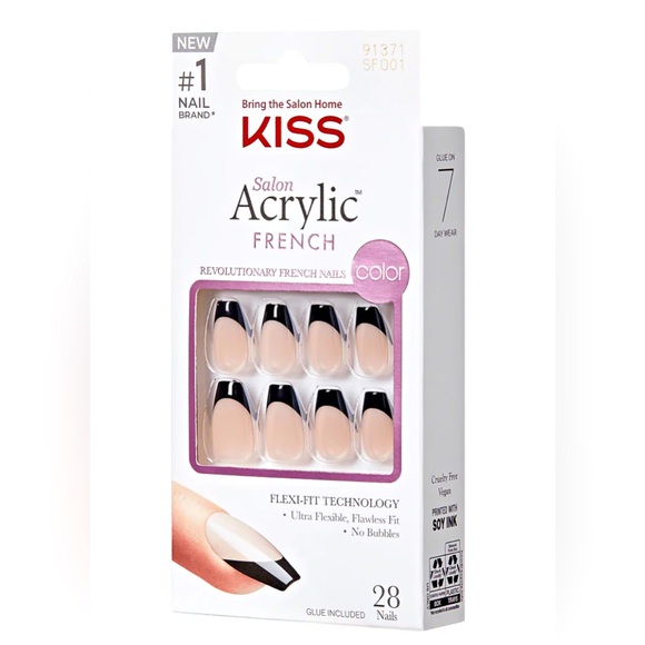 💅🆕Kiss Nails Salon Acrylic French Tip Nails!Short Length Coffin Nails “Flame” - Picture 4 of 16